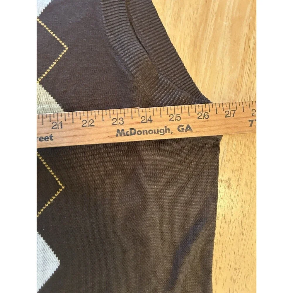Trust 2XL Brown Argyle Sweater Vest V Neck Preppy Golf Grandpa Core Knit Top